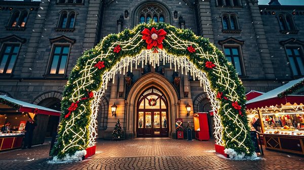Location d'une arche décorée de Noël pour un événement magique